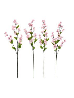 Pink Artificial Filler Flowers Set of 4 18 Inch Mini Blossom Stems for Wreaths A